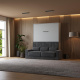 SMARTBett Schrankbett M1 140x200 Vertikal Perlgrau mit Sofa Anthrazit