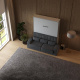 SMARTBett Schrankbett M1 140x200 Vertikal Perlgrau mit Sofa Anthrazit
