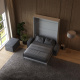 SMARTBett Schrankbett M1 140x200 Vertikal Perlgrau mit Sofa Anthrazit