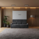 SMARTBett wall bed M1 140x200 vertical pearl grey with sofa anthracite