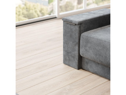 SMARTBett Wall Bed M1 140x200 Vertical Pearl Grey with Sofa Anthracite with Armrest 25 cm Drawers