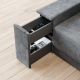 SMARTBett Wall Bed M1 140x200 Vertical Pearl Grey with Sofa Anthracite with Armrest 25 cm Drawers