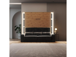 SMARTBett narrow standing shelf M1 (width 23 cm) LED lighting Wild Oak