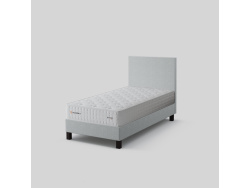 Polsterbett Einzelbett Doppelbett 100x200cm Hellbeige inkl. Matratze  für Hotel Gästezimmer Schlafzimmer