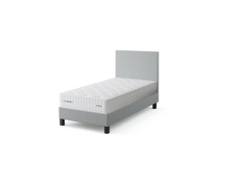 Polsterbett Einzelbett Doppelbett 100x200cm Hellbeige inkl. Matratze  für Hotel Gästezimmer Schlafzimmer