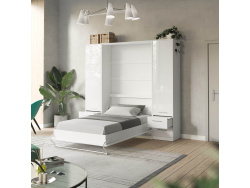 SMARTBett Schrank Kleiderschrank 50cm Weiß/ Weiß Hochglanz
