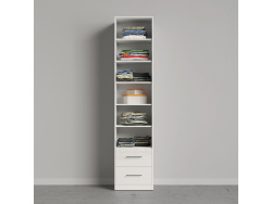 SMARTBett Schrank Kleiderschrank 50cm Weiß/ Weiß Hochglanz