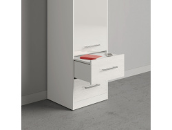 SMARTBett Schrank Kleiderschrank 50cm Weiß/ Weiß Hochglanz