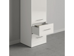 SMARTBett Schrank Kleiderschrank 50cm Weiß/ Weiß Hochglanz