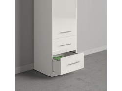 SMARTBett Schrank Kleiderschrank 50cm Weiß/ Weiß Hochglanz