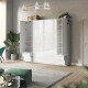 SMARTBett Schrank Kleiderschrank 50cm Weiß/ Weiß Hochglanz