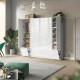 SMARTBett Schrank Kleiderschrank 50cm Weiß/ Weiß Hochglanz