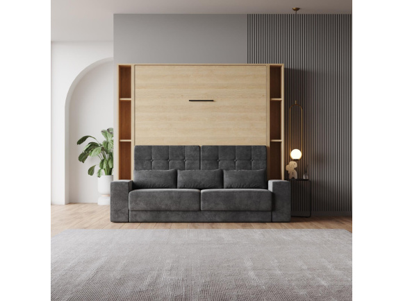 SMARTBett Schrankbett Set mit Sofa M1 180x200 + 2 Standregale inkl.LED