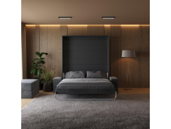 SMARTBett wall unit set with wall bed M1 180x200 + 2 standing shelves incl. LED / optionally with sofa / anthracite with SOFA