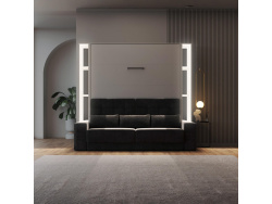 SMARTBett Wohnwand Set mit Schrankbett M1 160x200 + 2 Standregale inkl.LED mit SOFA