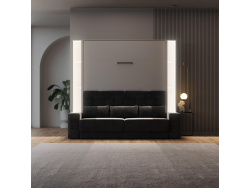 SMARTBett Wohnwand Set mit Schrankbett M1 160x200 + 2 Standregale inkl.LED mit SOFA