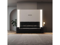 SMARTBett Wohnwand Set mit Schrankbett M1 160x200 + 2 Standregale inkl.LED mit SOFA