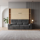 SMARTBett Wohnwand Set mit Schrankbett M1 160x200 + 2 Standregale inkl.LED mit SOFA