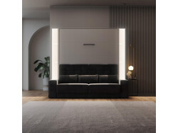 SMARTBett Murphy bed set with M1 Pearl Grey 160x200 + 2 standing shelves incl. LED with SOFA