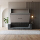 SMARTBett Murphy bed set with M1 Pearl Grey 160x200 + 2 standing shelves incl. LED with SOFA
