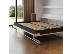 SMARTBett Wall Bed 160x200 Horizontal M2 Depth 55cm White with Upholstered frame