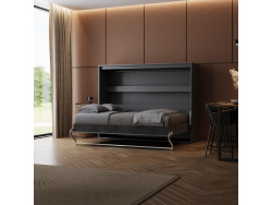 SMARTBett Wall Bed 160x200 Horizontal M2 Depth 55cm Anthracite with Upholstered frame incl. Lighting
