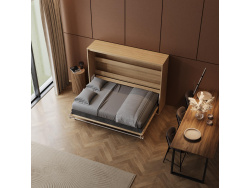 SMARTBett Wall Bed 160x200 Horizontal M2 Depth 55cm  Kaiserberg Oak with Upholstered frame