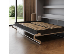 SMARTBett Schrankbett 160x200 Horizontal M2 Tiefe 55cm Perlgrau mit Polsterrahmen