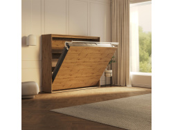 SMARTBett Schrankbett 160x200 Horizontal M2 Tiefe 55cm Wildeiche mit Polsterrahmen