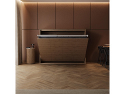SMARTBett Wall Bed 160x200 Horizontal M2 Depth 55cm Wild oak without upholstered frame incl. Lighting
