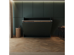 SMARTBett Wall Bed 160x200 Horizontal M2 Depth 55cm Rock Green with Upholstered frame