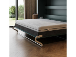SMARTBett Wall Bed 160x200 Horizontal M2 Depth 55cm Rock Green with Upholstered frame