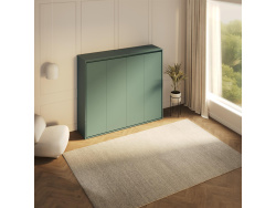 SMARTBett Schrankbett 160x200 Horizontal M2 Tiefe 55cm Stein Grün mit Polsterrahmen inkl. Beleuchtung