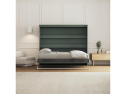 SMARTBett Schrankbett 160x200 Horizontal M2 Tiefe 55cm Stein Grün mit Polsterrahmen inkl. Beleuchtung