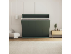 SMARTBett Schrankbett 160x200 Horizontal M2 Tiefe 55cm Stein Grün mit Polsterrahmen inkl. Beleuchtung