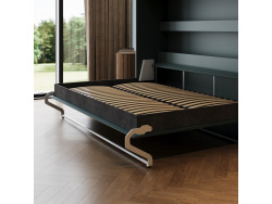 SMARTBett Schrankbett 160x200 Horizontal M2 Tiefe 55cm Stein Grün mit Polsterrahmen inkl. Beleuchtung