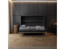 SMARTBett Wall Bed 160x200 Horizontal M2 Depth 55cm Anthracite / Kaiserberg Oak