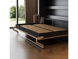 SMARTBett Schrankbett 160x200 Horizontal M2 Tiefe 55cm Anthrazit / Kaiserberg Eiche mit Polsterrahmen