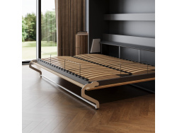 SMARTBett Schrankbett 160x200 Horizontal M2 Tiefe 55cm Anthrazit / Kaiserberg Eiche mit Polsterrahmen inkl. Beleuchtung