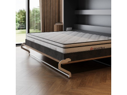 SMARTBett Wall Bed 160x200 Horizontal M2 Depth 55cm Anthracite / Kaiserberg Oak with Upholstered frame