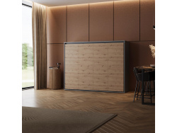 SMARTBett Wall Bed 160x200 Horizontal M2 Depth 55cm Anthracite / Kaiserberg Oak without upholstered frame without