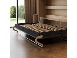 SMARTBett Schrankbett 160x200 Horizontal M2 Tiefe 55cm  Kaiserberg Eiche / Anthrazit mit Polsterrahmen inkl. Beleuchtung