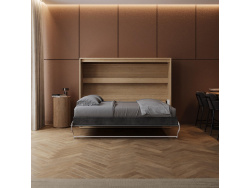 SMARTBett Schrankbett 160x200 Horizontal M2 Tiefe 55cm  Kaiserberg Eiche / Anthrazit mit Polsterrahmen inkl. Beleuchtung