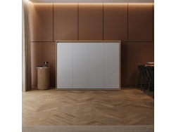 SMARTBett Wall Bed 160x200 Horizontal M2 Depth 55cm  Kaiserberg Oak / Pearl grey without upholstered frame