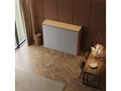 SMARTBett Wall Bed 160x200 Horizontal M2 Depth 55cm  Kaiserberg Oak / Pearl grey without upholstered frame
