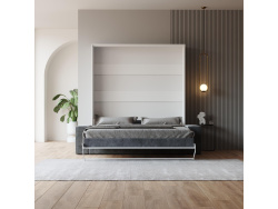 SMARTBett Schrankbett M1 160x200 Vertikal Weiss mit SOFA Anthrazit