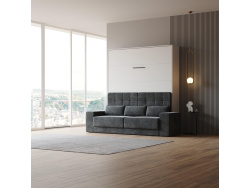 SMARTBett Schrankbett M1 160x200 Vertikal Weiss mit SOFA Anthrazit