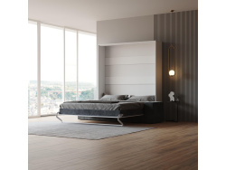 SMARTBett Schrankbett M1 160x200 Vertikal Weiss mit SOFA Anthrazit