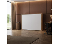 SMARTBett Wall Bed 160x200 Horizontal M2 Depth 55cm  Kaiserberg Oak with Upholstered frame without
