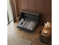 SMARTBett Schrankbett 140x200 Horizontal (M2 55cm Tiefe) Anthrazit / WAVES Anthrazit